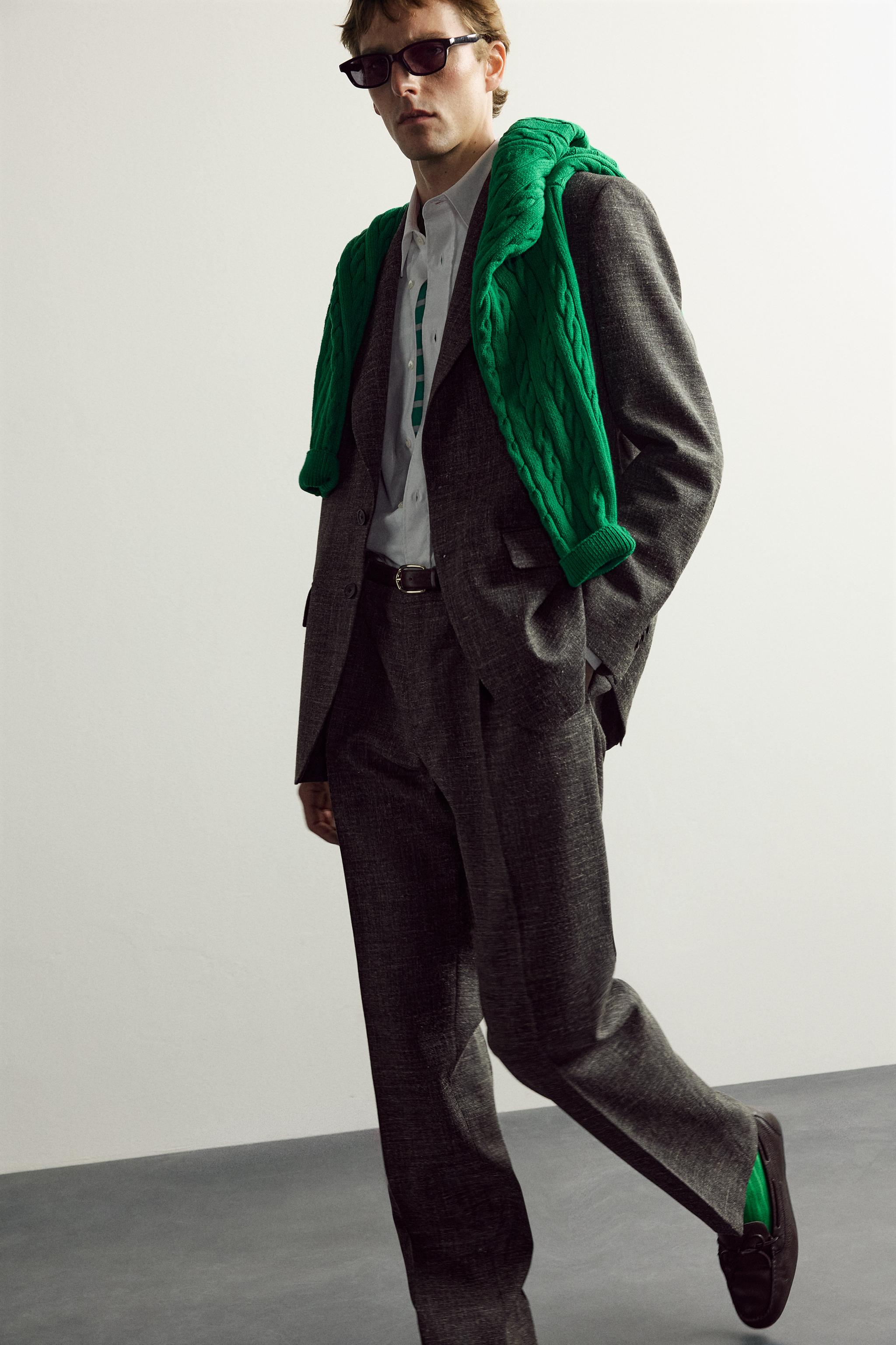AARON LEVINE X ZARA WOOL-LINEN SUIT TROUSERS